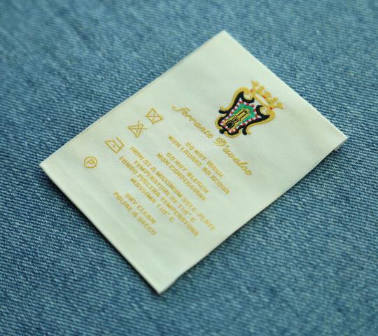 Full woven washing care label for clothing