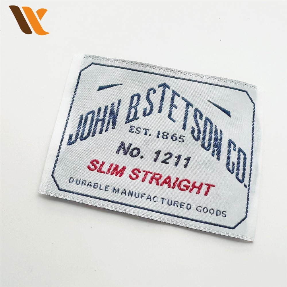 Custom Attractive Blue and White Woven Label 4