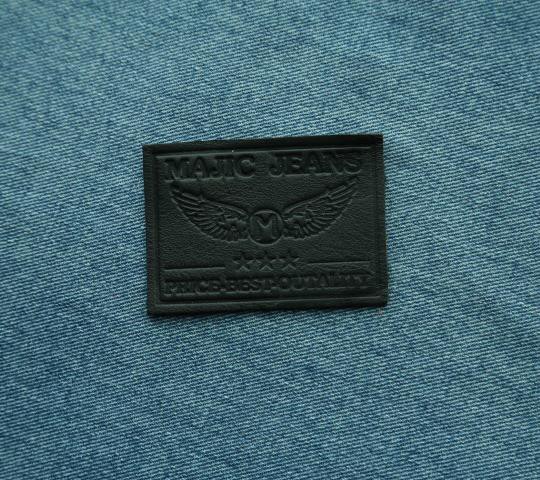 Simple black real leather patches label for jeans